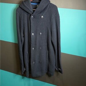 Armani Exchange Blue Cardigan Sweater with Knitted Texture